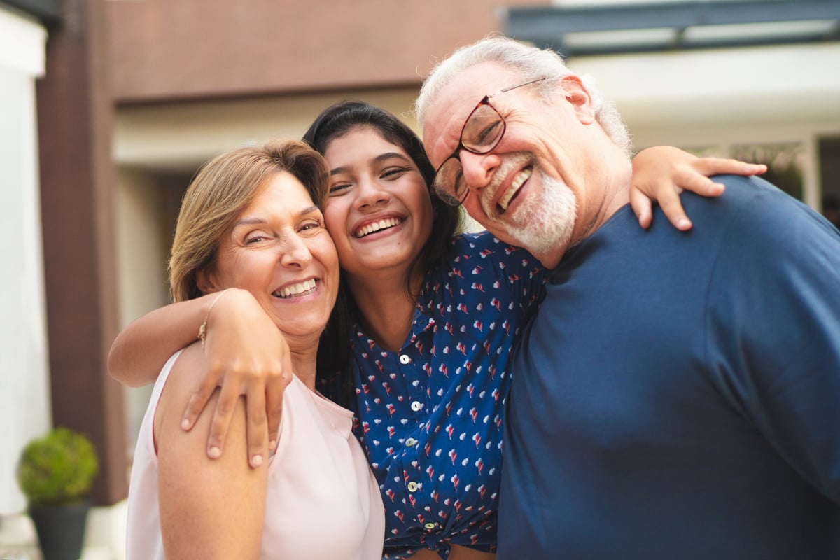 Teenager with her grandparents